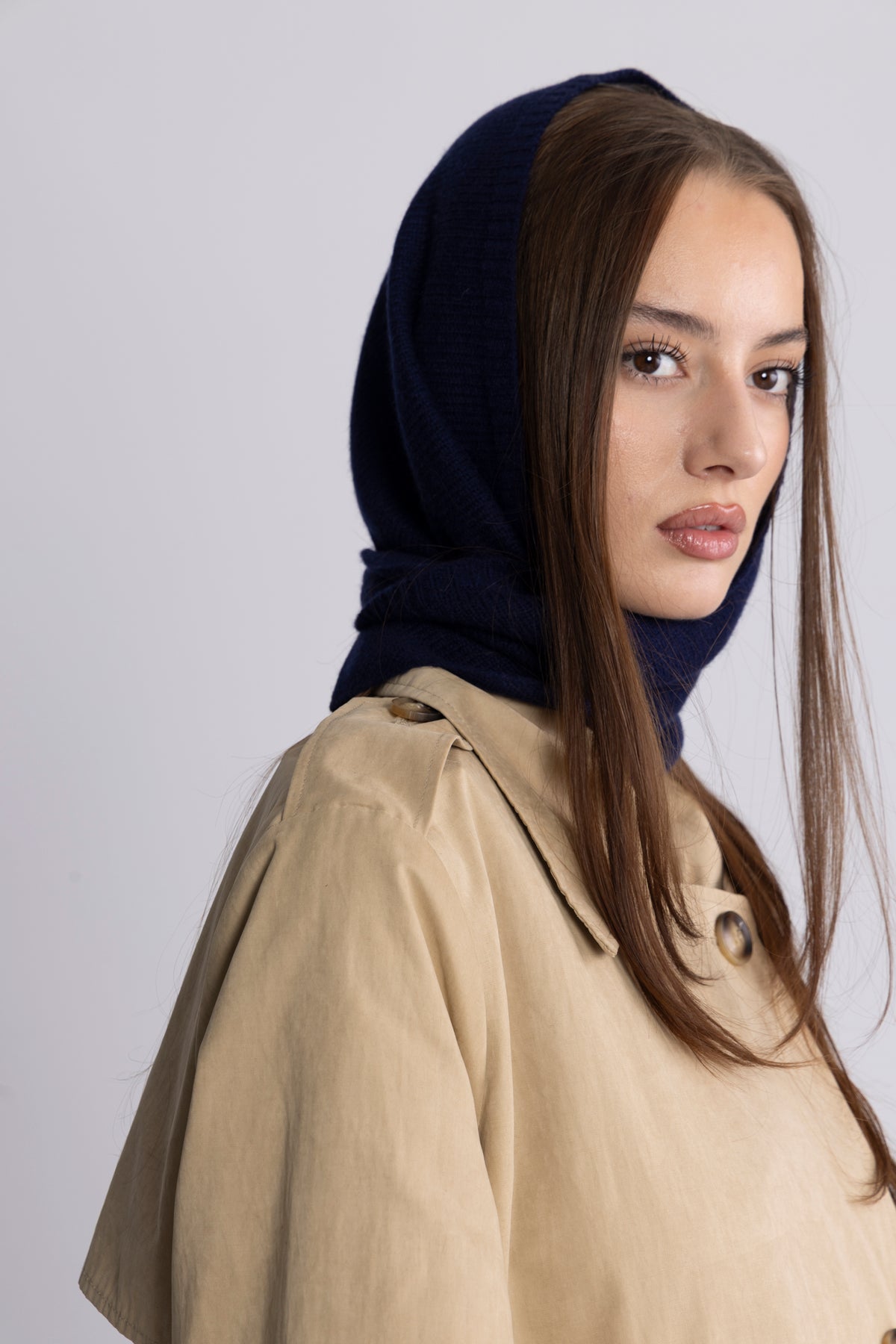 Victoria Wool Cashmere Scarf - Navy