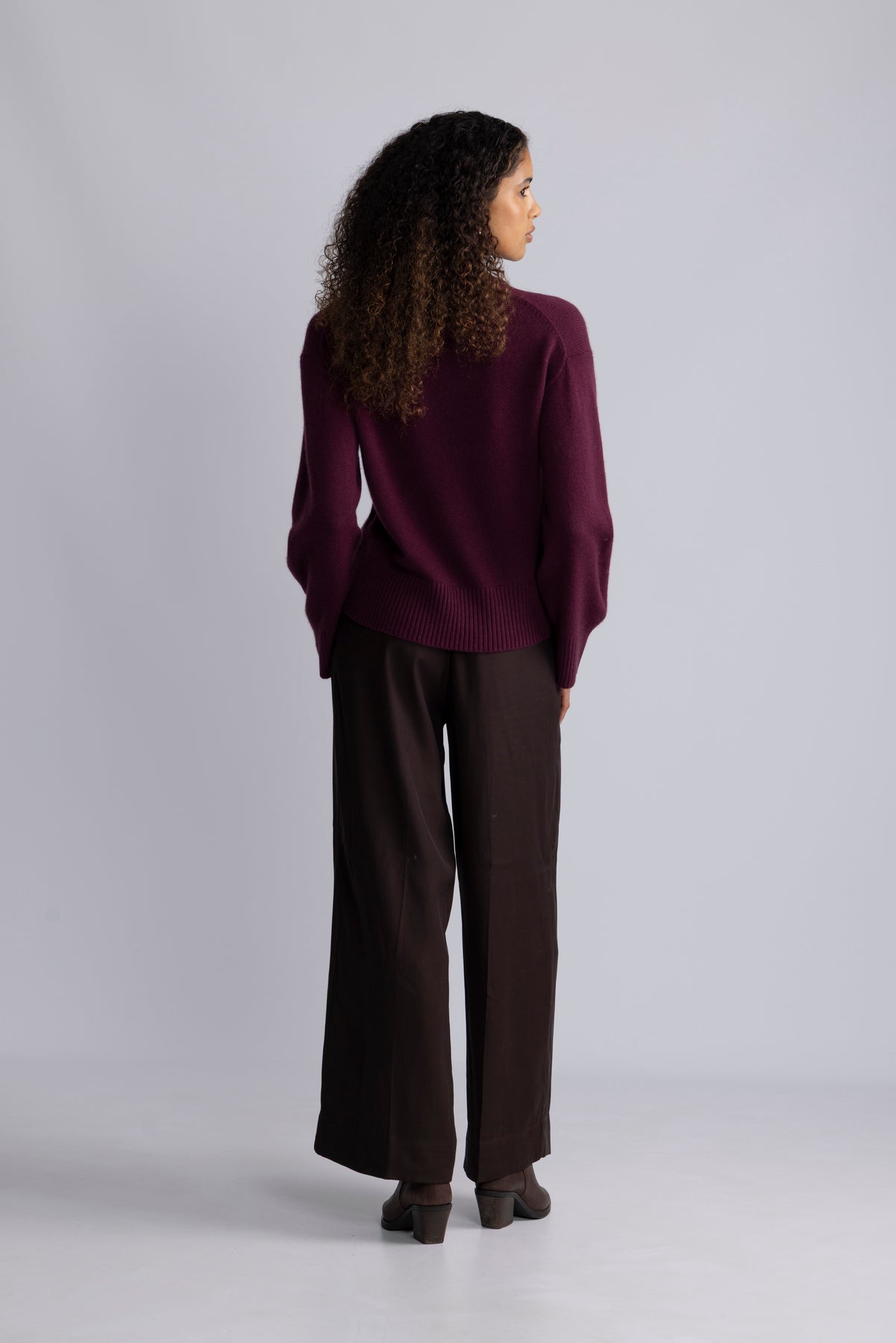 Cille Cashmere Blend Ls Knit O-Neck - Fig
