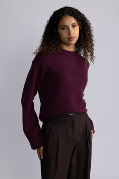 Cille Cashmere Blend Ls Knit O-Neck - Fig