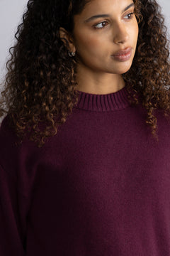 Cille Cashmere Blend Ls Knit O-Neck - Fig