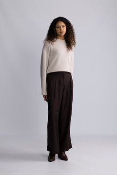 Cille Cashmere Blend Ls Knit O-Neck - Oatmeal