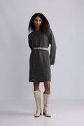 Lulu Ls Knit New O-Neck Dress - Medium Grey Melange