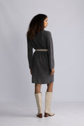 Lulu Ls Knit New O-Neck Dress - Medium Grey Melange