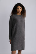 Lulu Ls Knit New O-Neck Dress - Medium Grey Melange