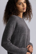 Lulu Ls Knit New O-Neck Dress - Medium Grey Melange
