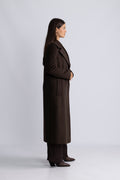 Cashmere Coat W Clareta Long - Dark Brown
