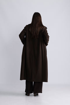 Cashmere Coat W Clareta Long - Dark Brown