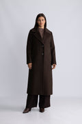 Cashmere Coat W Clareta Long - Dark Brown