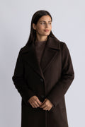 Cashmere Coat W Clareta Long - Dark Brown