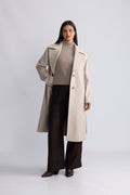 Cashmere Coat W Clareta Belt Midi - Champagne Beige