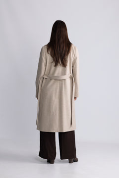 Cashmere Coat W Clareta Belt Midi - Champagne Beige