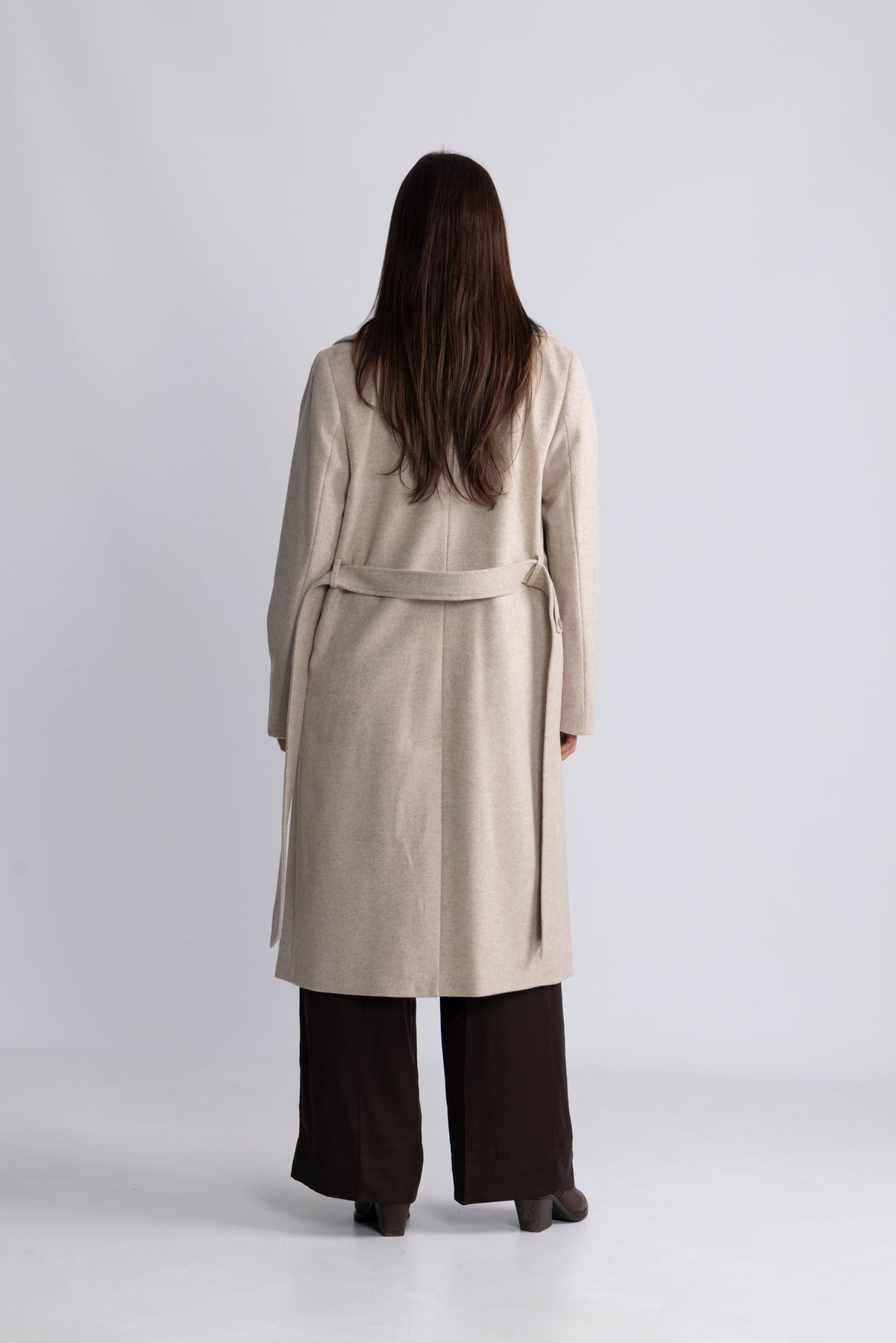 Cashmere Coat W Clareta Belt Midi - Champagne Beige