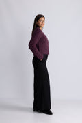 Hairy Knit Jacket - Burgundy