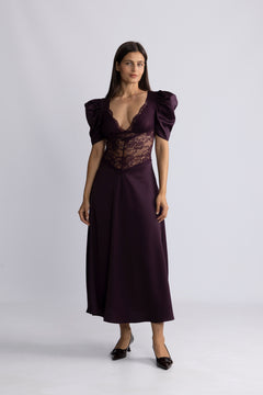 Francis Lace Midi Dress - Burgundy