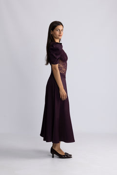 Francis Lace Midi Dress - Burgundy
