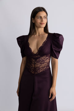 Francis Lace Midi Dress - Burgundy