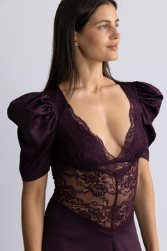 Francis Lace Midi Dress - Burgundy