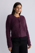 Hairy Knit Jacket - Burgundy