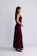 Flower Mesh Maxi Dress - Zinfandel