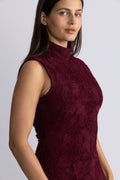 Flower Mesh Maxi Dress - Zinfandel