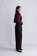 Hairy Knit Fitted Sweater - Burgundy