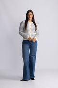 Yaslivia Ls Short Knit Cardigan - Birch Dazzling Blue