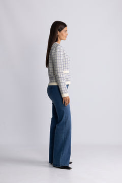 Yaslivia Ls Short Knit Cardigan - Birch Dazzling Blue