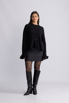 Yasnuma Ls Knit Cardigan - Black