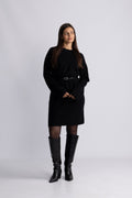 Lulu Ls Knit New O-Neck Dress - Black