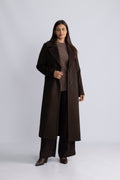 Cashmere Coat W Clareta Long - Dark Brown