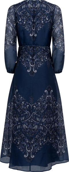 Aspyn Long Dress Silk/Linen - Navy