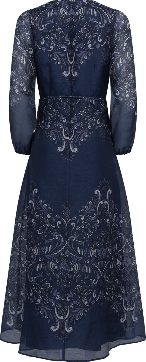 Aspyn Long Dress Silk/Linen - Navy