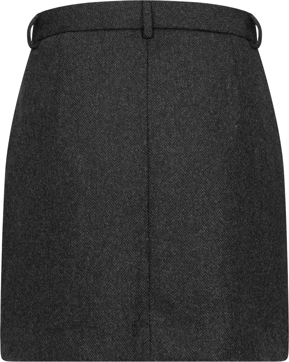 Kaya-Elin Wool Blend Skirt - Black Herringbone