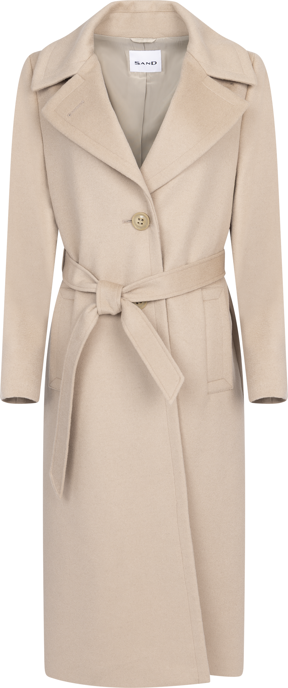 Cashmere Coat W Clareta Belt Long - Light Camel