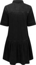 Soft Rigid Denim Mini Dress - Black Washed