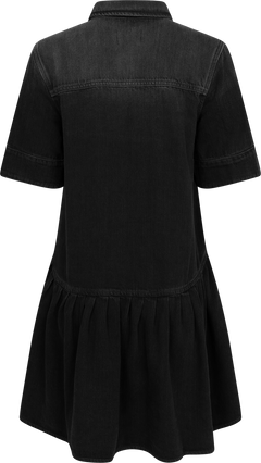 Soft Rigid Denim Mini Dress - Black Washed
