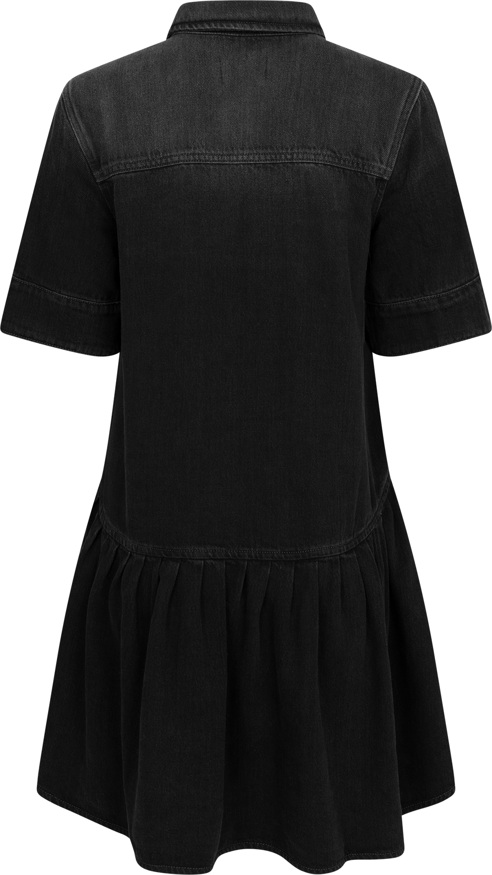 Soft Rigid Denim Mini Dress - Black Washed