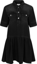 Soft Rigid Denim Mini Dress - Black Washed