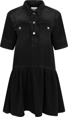 Soft Rigid Denim Mini Dress - Black Washed