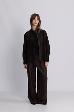 Fia Ls Suede Shirt - Espresso