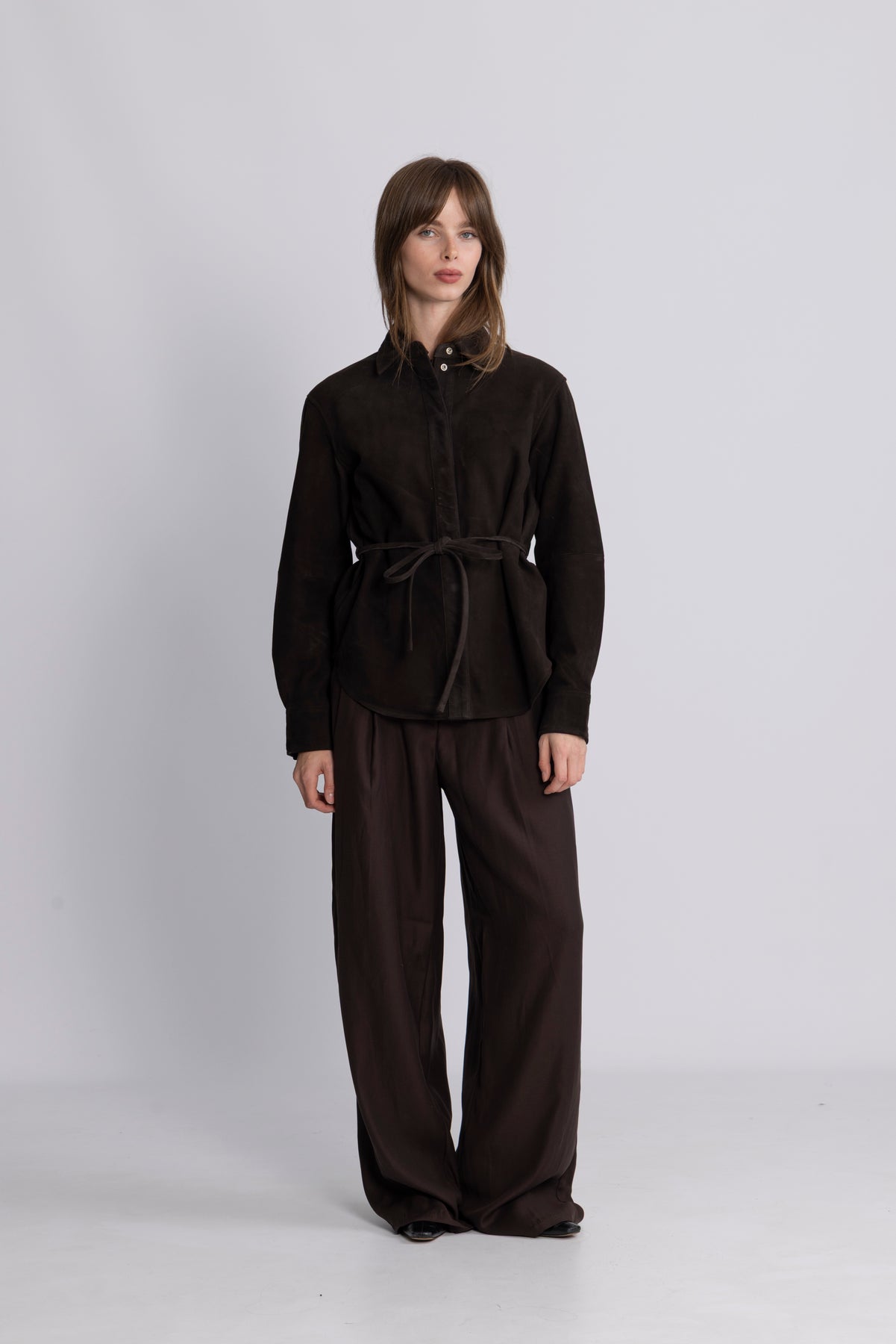 Fia Ls Suede Shirt - Espresso