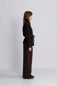Fia Ls Suede Shirt - Espresso