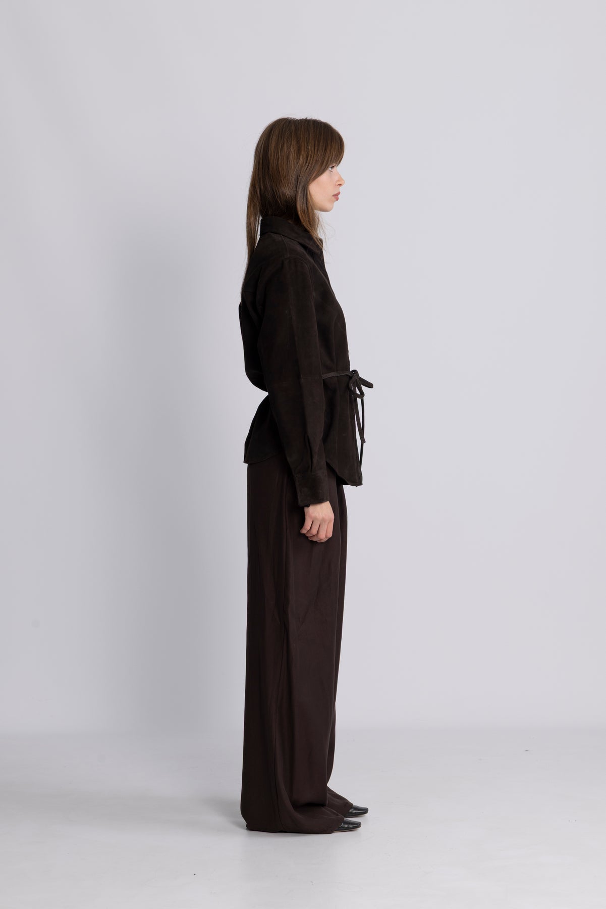 Fia Ls Suede Shirt - Espresso