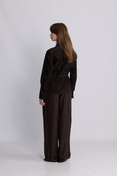 Fia Ls Suede Shirt - Espresso
