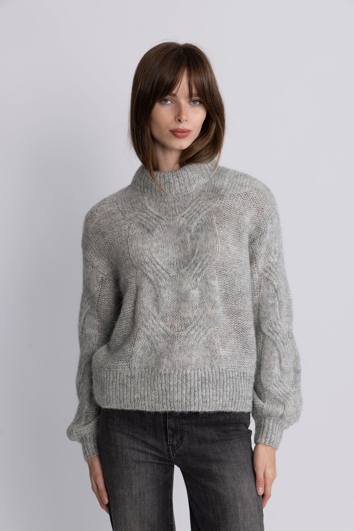 Yasluris Ls Wool Blend Knit Pullover New - Light Grey Melange