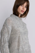 Yasluris Ls Wool Blend Knit Pullover New - Light Grey Melange