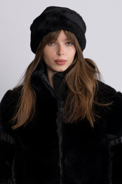 Dora Shearling Hat - Black