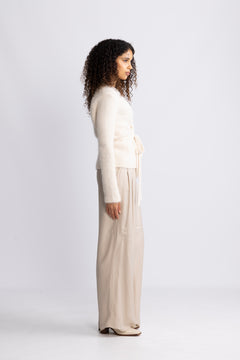 Gabella Ls Knit Belt Cardigan - Birch