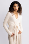 Gabella Ls Knit Belt Cardigan - Birch