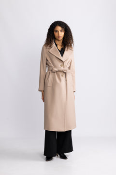 Cashmere Coat W Clareta Belt Long - Light Camel